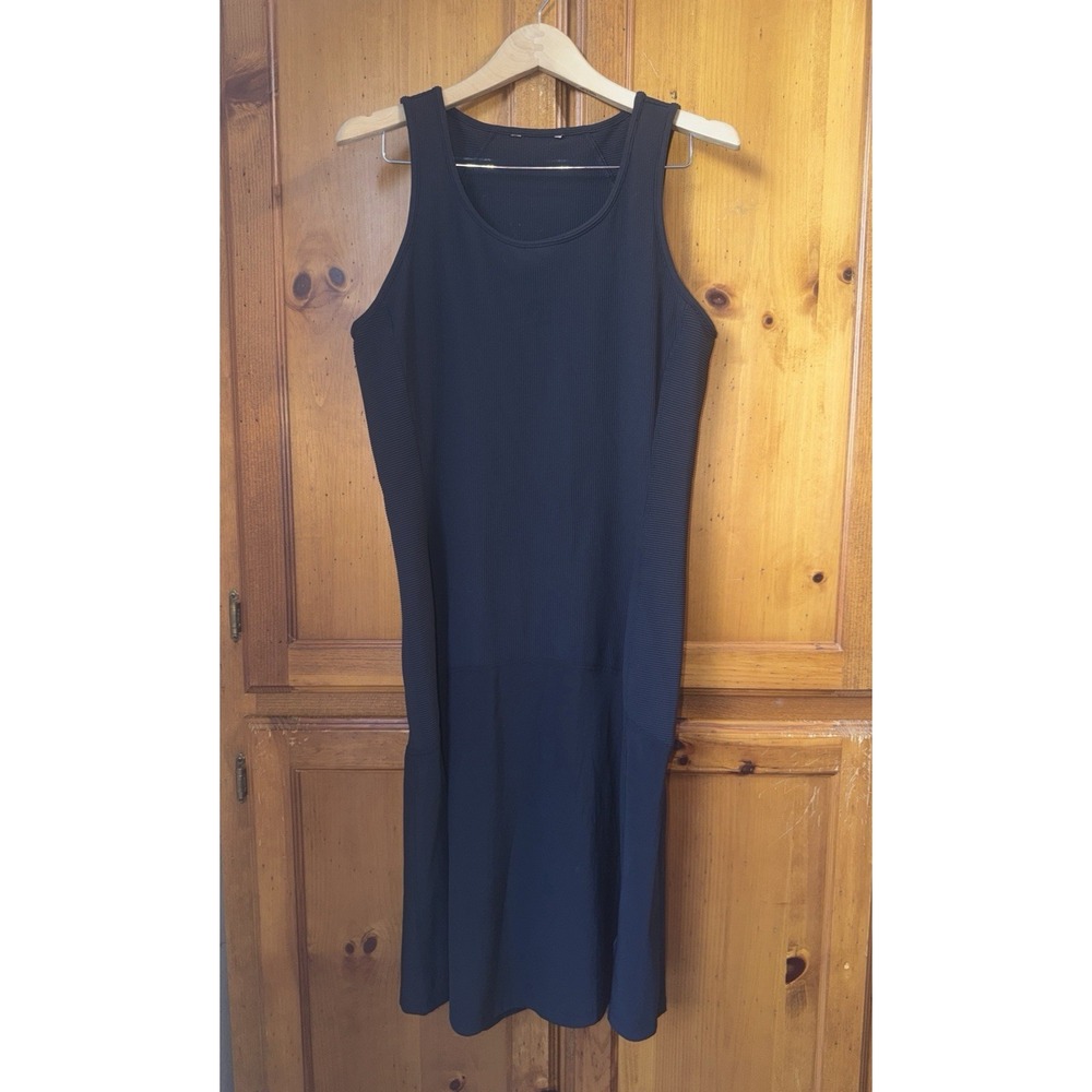 Athleta Women's L Ribbed Fit & Flare Tank Dress Black Casual Work 659321